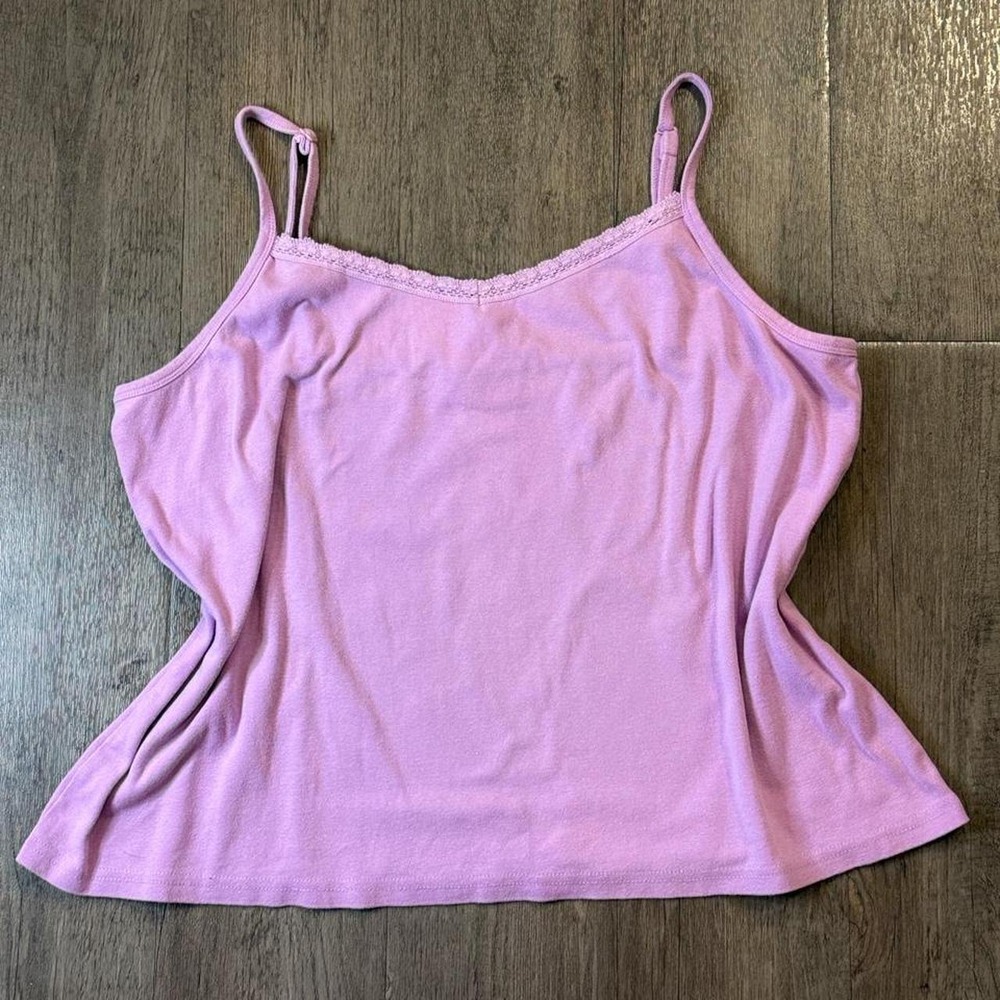 Vintage Plus Size Y2K Venezia purple cotton cami lace tank‎ top in a size 22/24